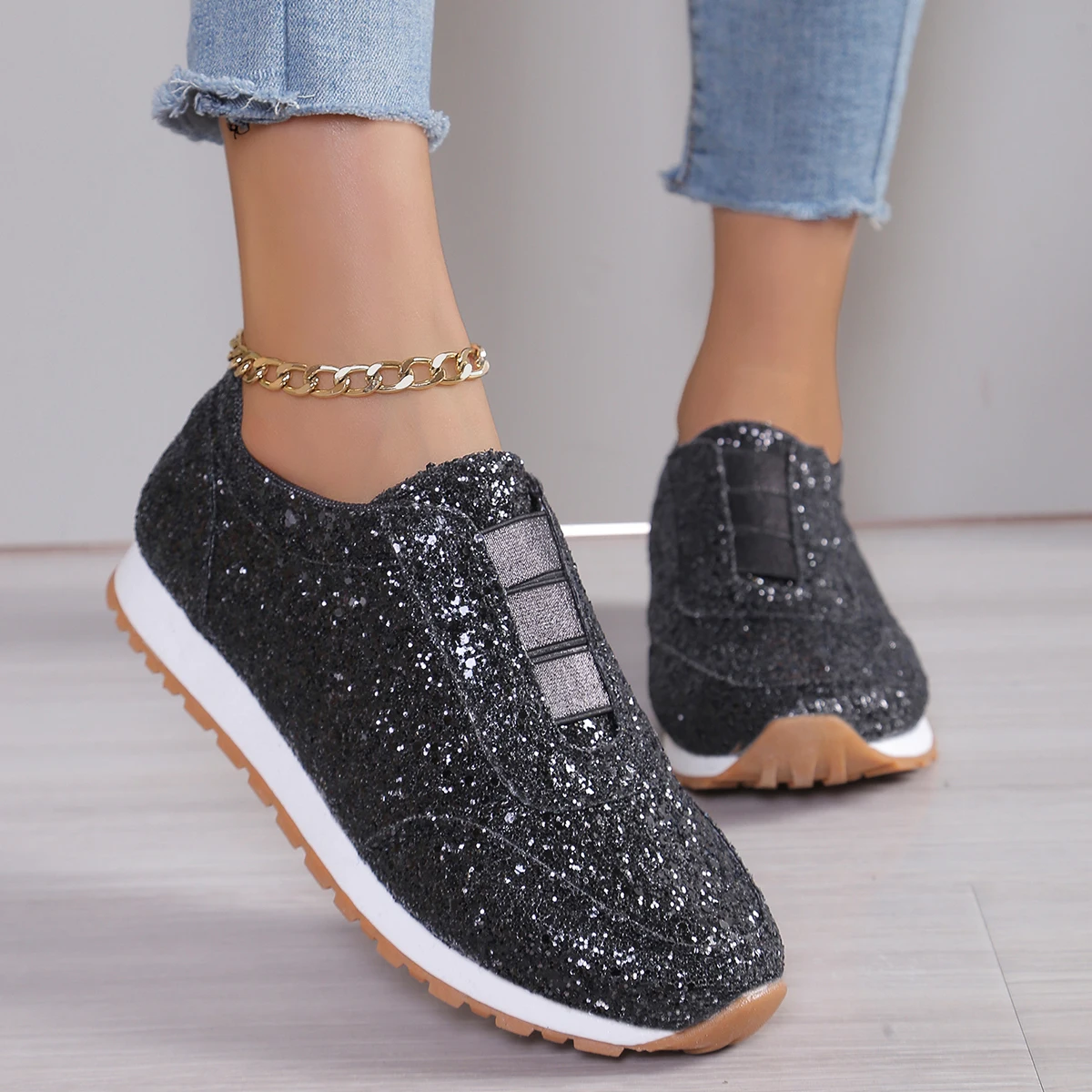 New Women Casual Shoe Women Fashion Spring Autumn Sequin Canvas Sneakers Women Shallow Platform Vulcanize Shoes Zapatillas Mujer