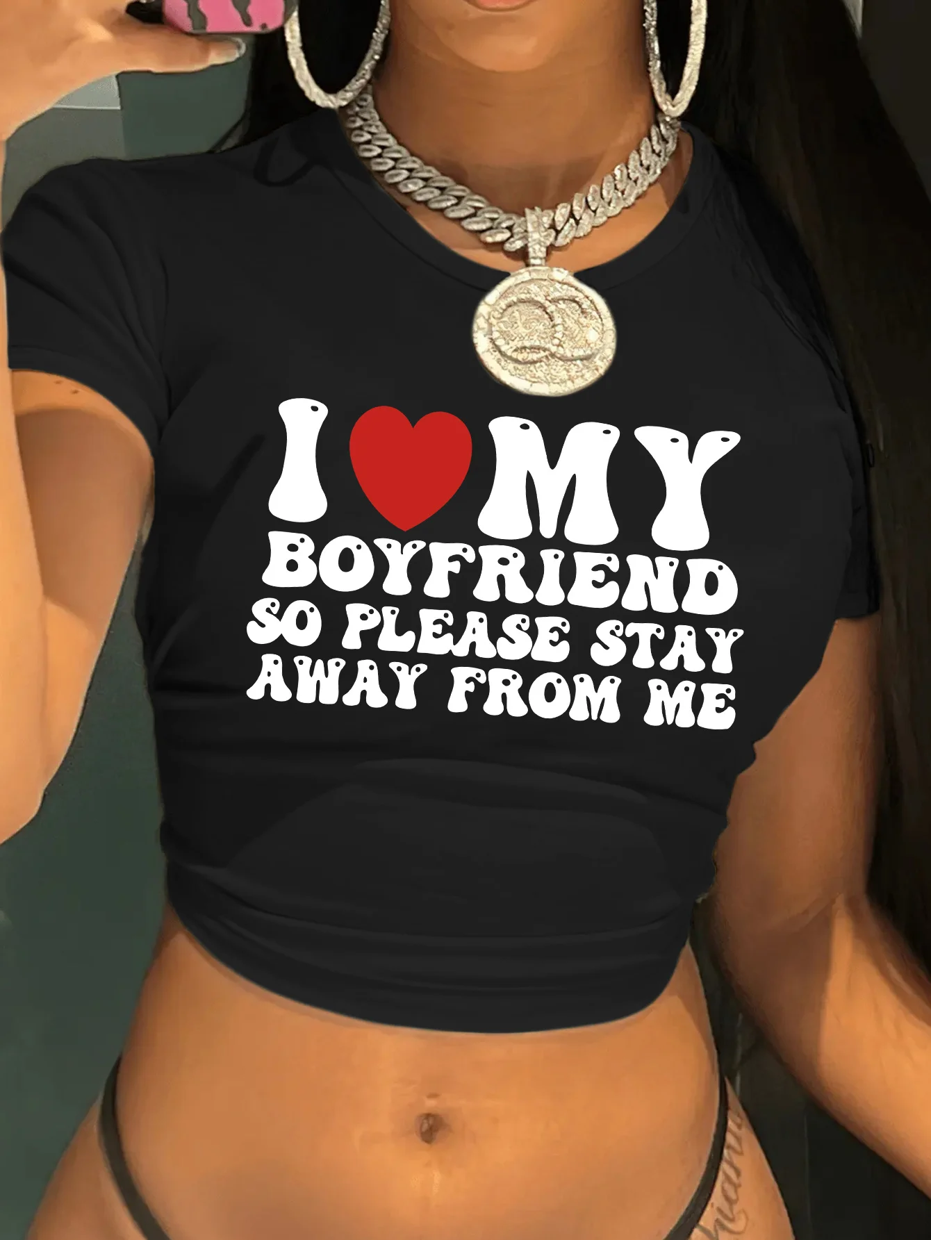 Cropped Women's Casual Graphic Crop Top T-Shirt 