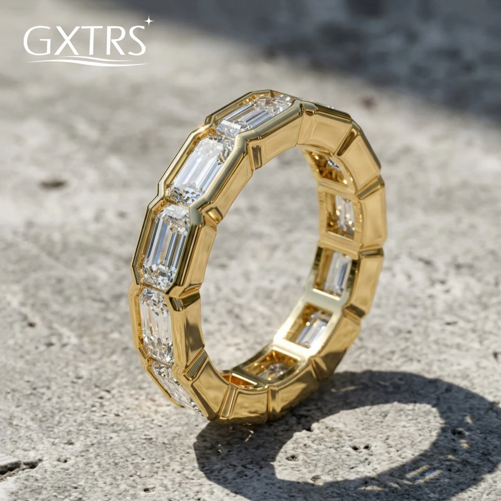 

Кольца GXTRS с изумрудной огранкой и муассанитом для женщин и мужчин, из стерлингового серебра 925 пробы, сверкающие, с лабораторными бриллиантами, обручальные, ювелирные изделия высокого качества