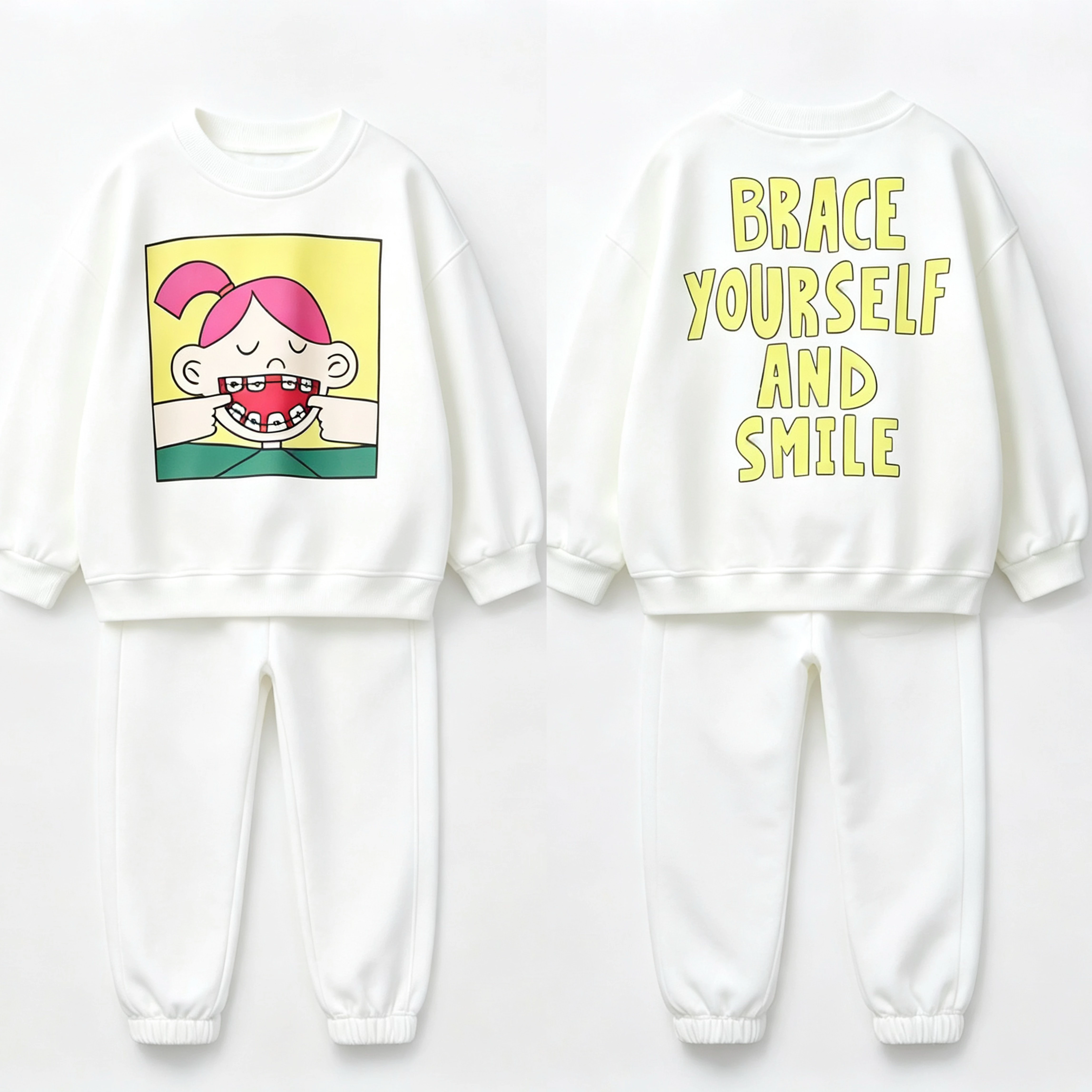 Trendy Costume Lovely Hoodie Solid Color Sweatpants 2Piece/Set Autumn Clothing Child Round Neck Tops All-match Pants Outfits