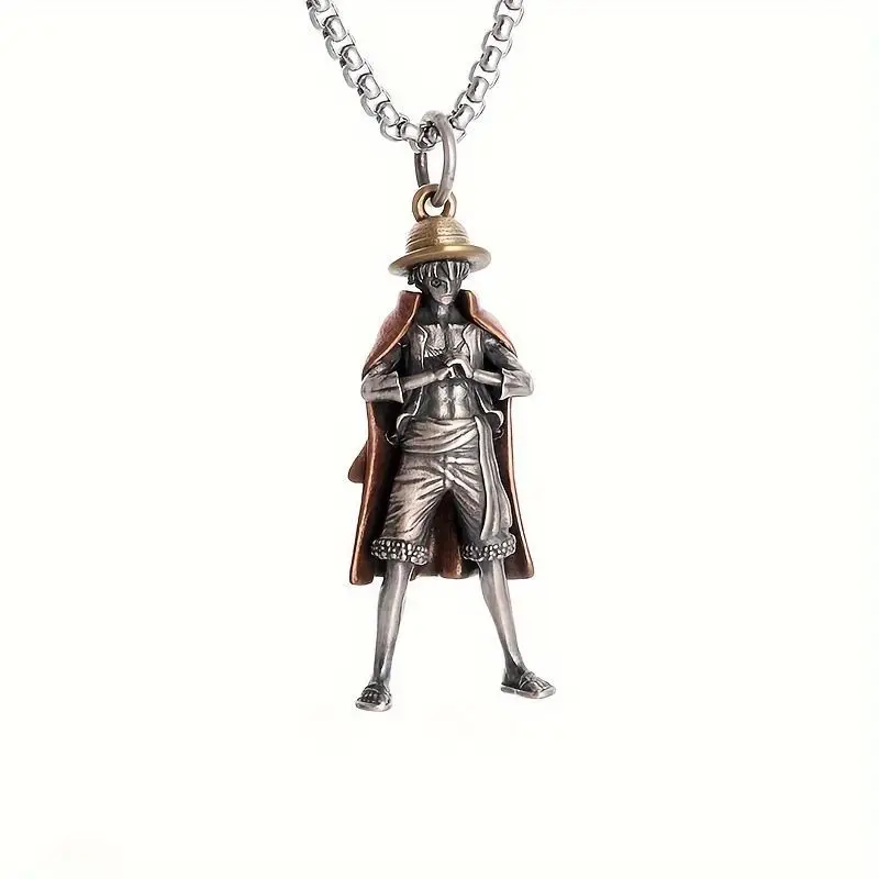 One Piece anime peripheral cartoon luffy two-color pendant necklace dragon ball z metal necklace for men and women birthday gift view 3