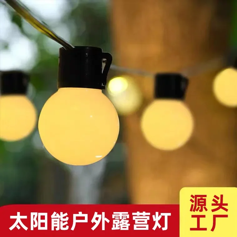 

New solar camping light atmosphere string light G50 retro ball bubble canopy tent camp decorative light string