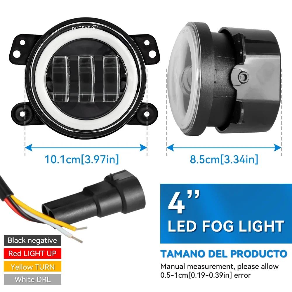 2Pcs 4Inch Led Fog Lights Halo Ring DRL Off Road Fog Lamp For Jeep Chevrolet Wrangler JK TJ LJ Dodge Journey 60W Yellow White