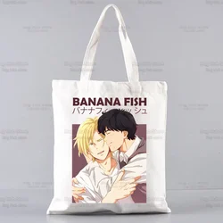 Banana Fish Shopper Bags Shopping Tote Bag BANANA FISH Okumura Shoulder Bag Canvas Large Capacity College Cartoon Lynx Handbag