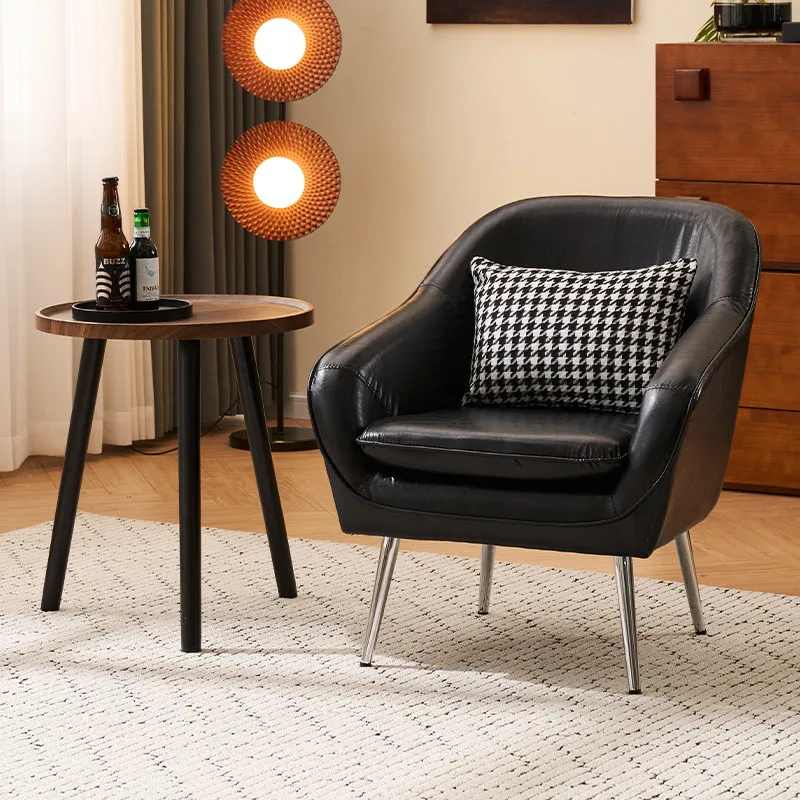 American retro oil wax leather single sofa chair small apartment living room bedroom apartment lazy leisure tiger chair combinat