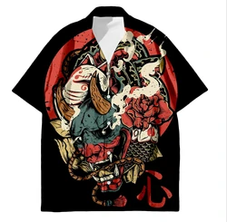 Cool And Hot Selling Samurai Pattern Hawaiian Summer Beach Men's Shirt Classic 3D Printing Large Men's Button Flip Collar Shirt