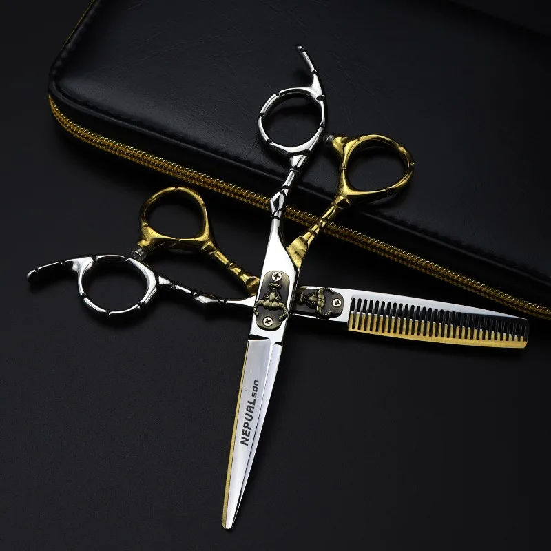 NEPURLson 6.0inch JP440C multiple colors for selection high-end cow's head hair scissors cutting,thinning scissors sharp durable