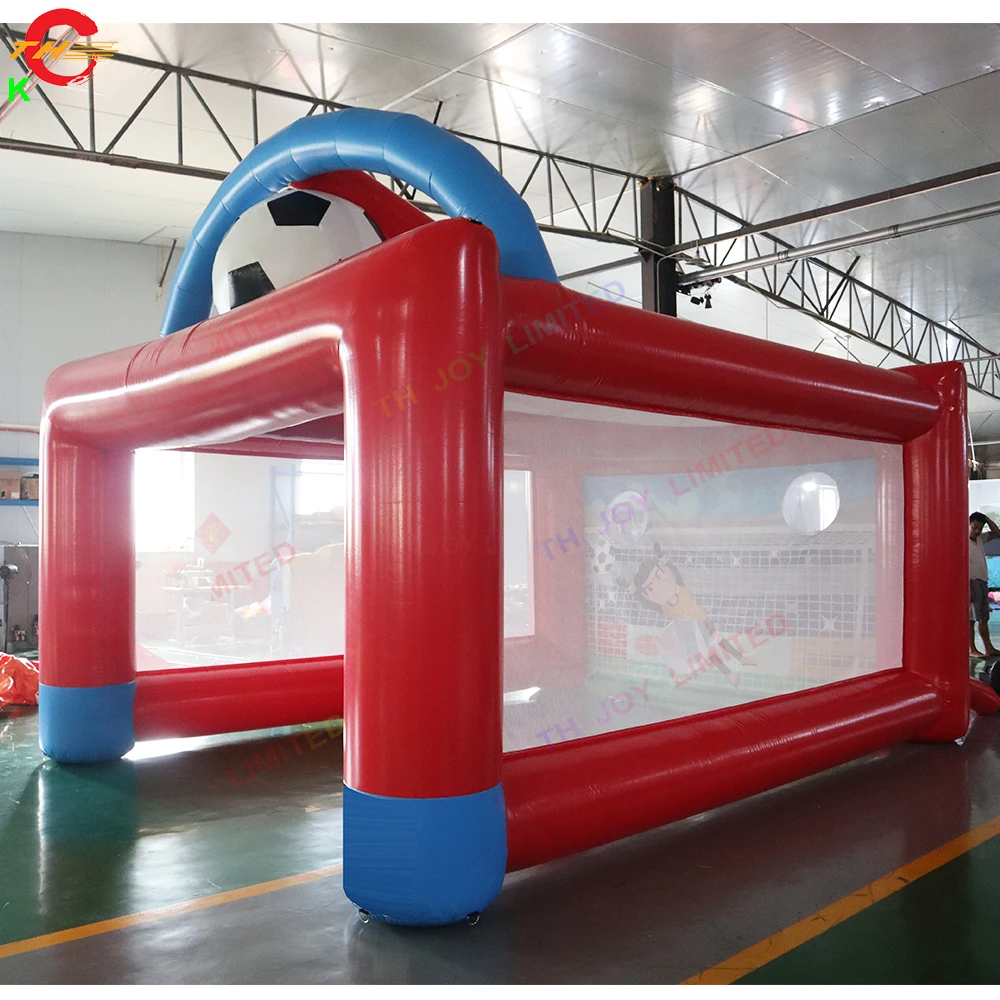 Free Door Shipping 4x3m/5x4m Inflatable Football Shooting Sport Game Toys for Kids Adults Carnival Interactive