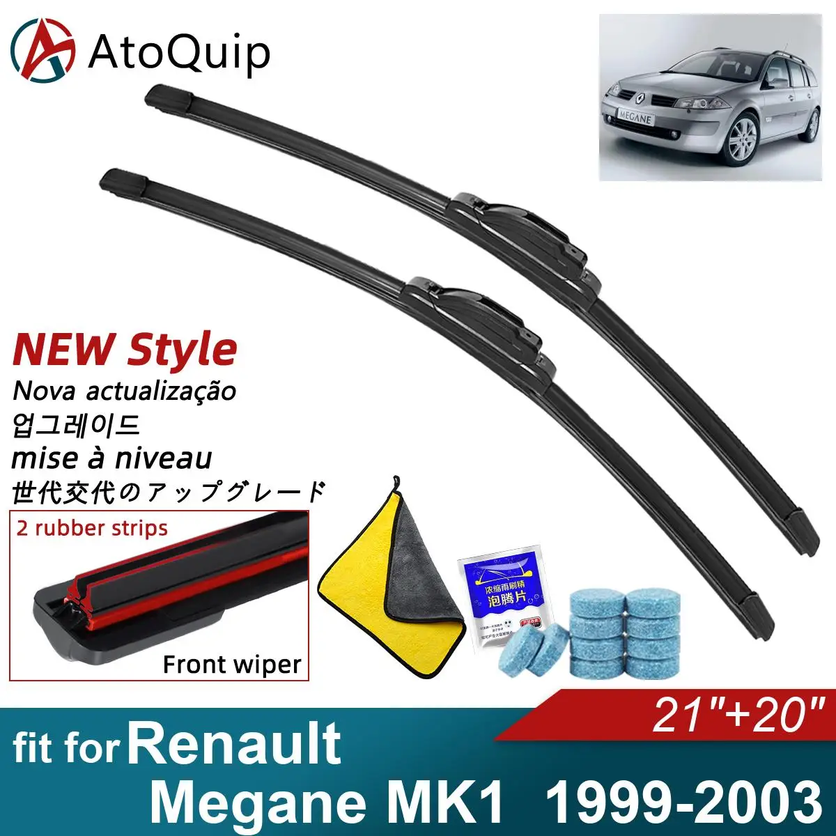 

Двойные резиновые автомобильные дворники для 1999-2003 Renault Megane MK1 1999-2003, стеклоочистители для переднего и заднего стекла, автомобильные аксессуары