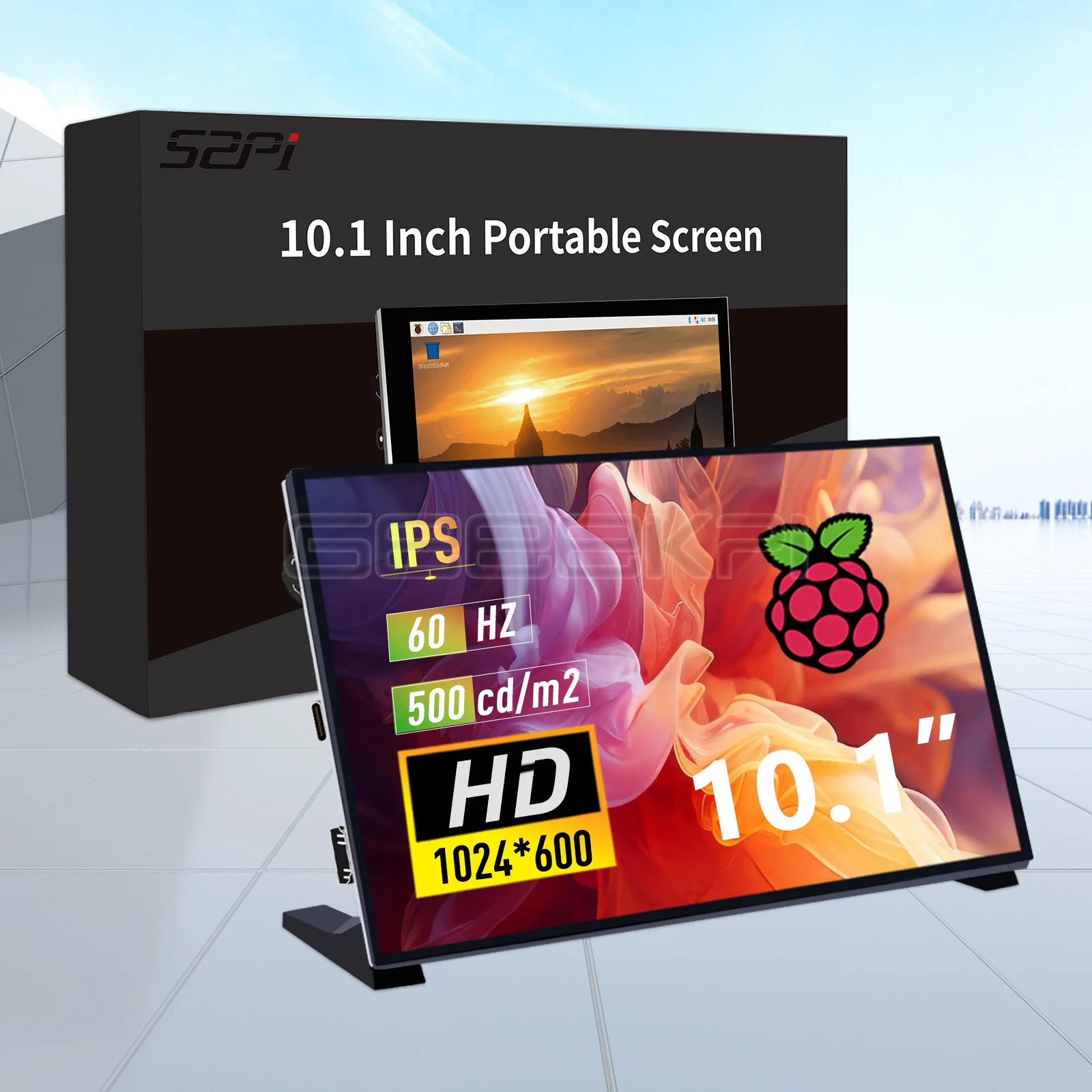 

GeeekPi 10.1 inch IPS 1024x600 60Hz Portable Screen Display with Brackets for Raspberry Pi and Windows PC