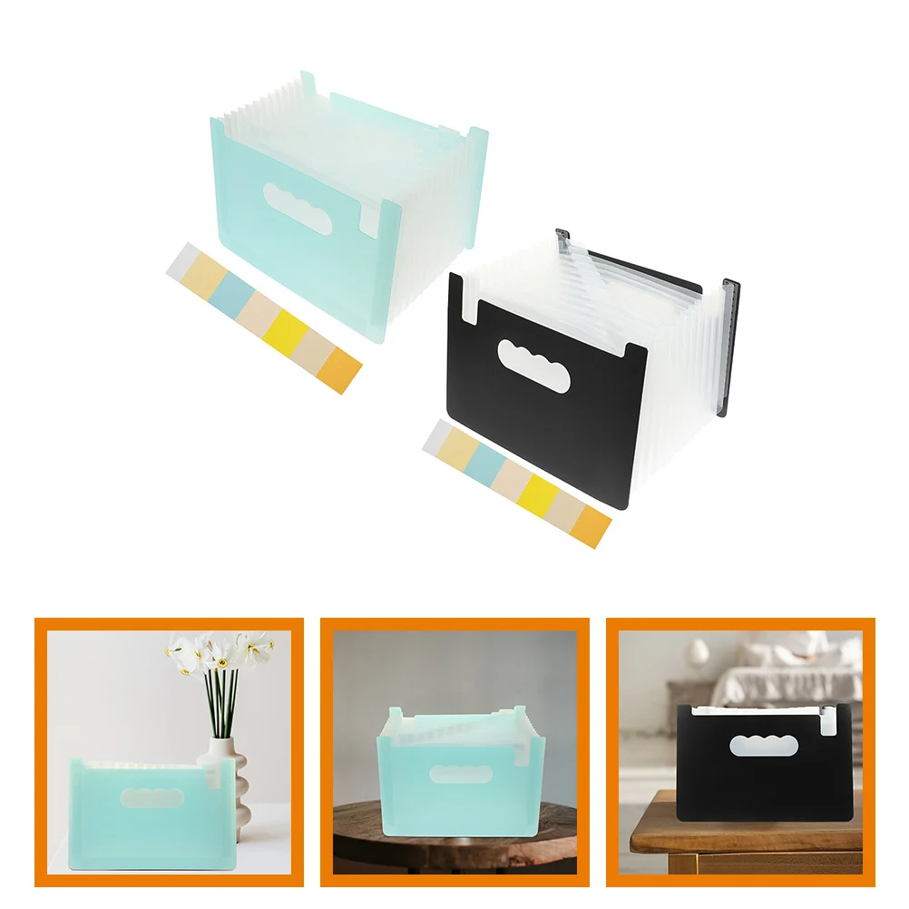 

2 Pcs A5 13 Layer Blue Black PP Document File Folder Ticket Receipt Storage ganizer Portable Expanding Holder For Office Small