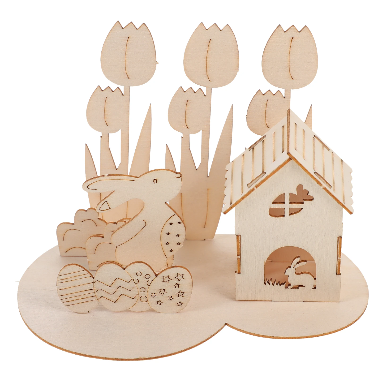 

Rabbit Easter Puzzle Children Puzzle Toys 3D Wood Assembly Toy Kids Wooden Puzzles Toddler Cartoon Smooth Educational