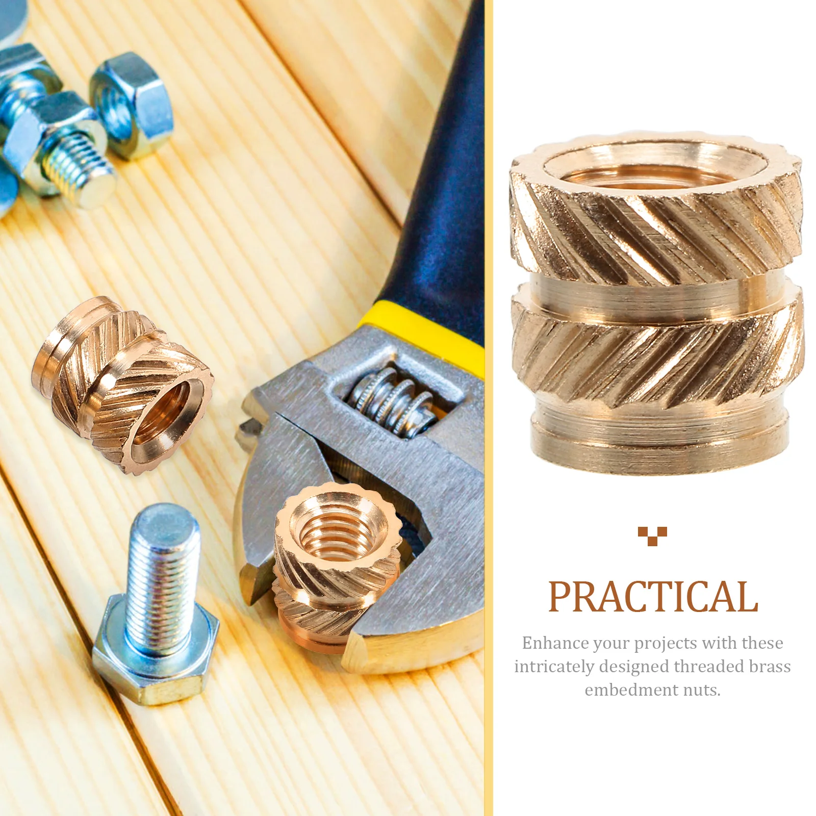 

50 Pcs 3D Printing Nuts Brass Threaded Inserts Female Line Knurled Copper Replacement