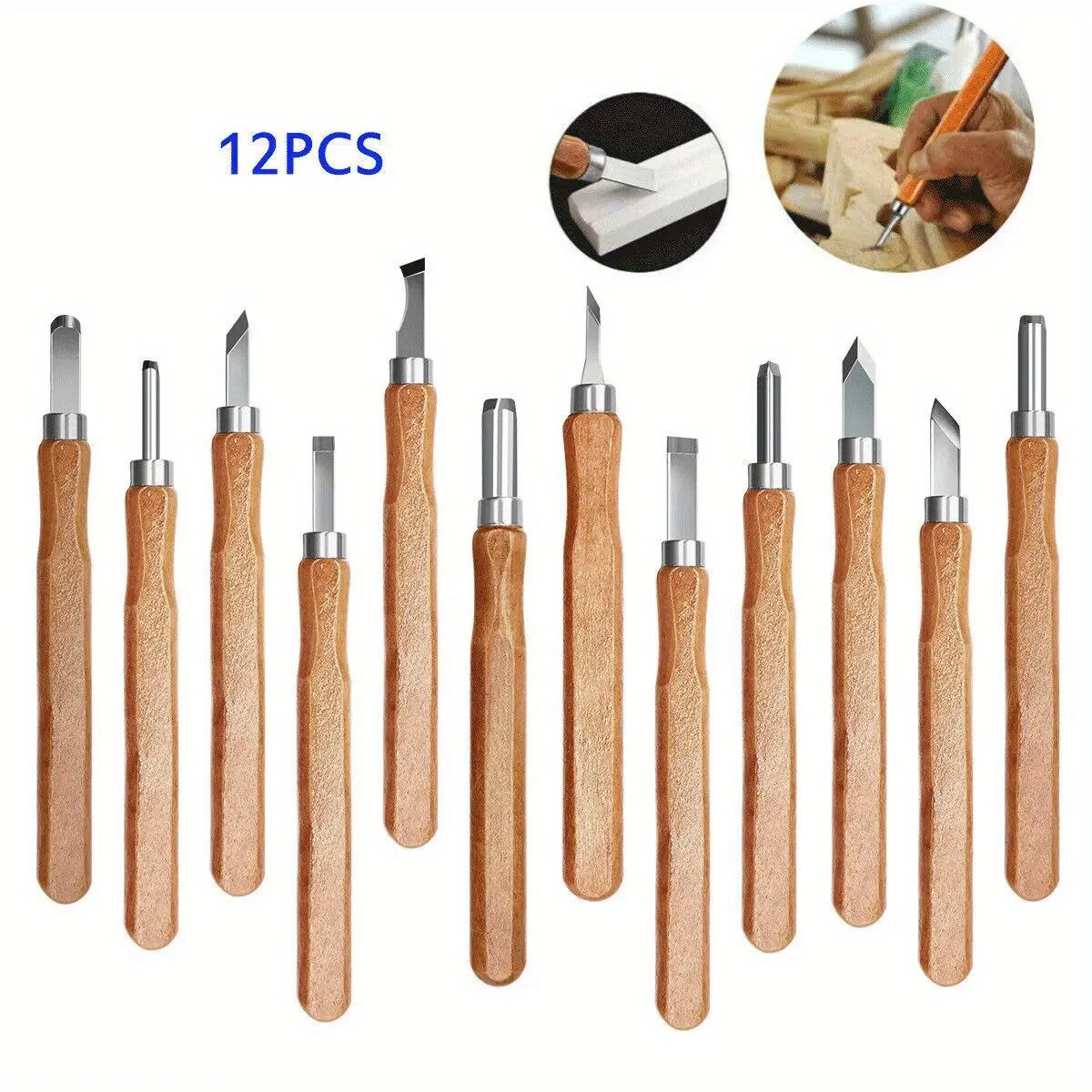 12pcs Wood Carving Chisel Knife Hand Tool Set For Basic Detailed Carving Woodworkers Gouges Woodworking Tools Woodcut Drilling