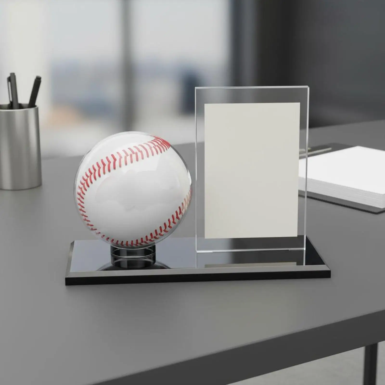 Baseball Collectible Display Holder Acrylic Stand with Card Slot for Signed Ball Memorabilia Desk Decor Gift