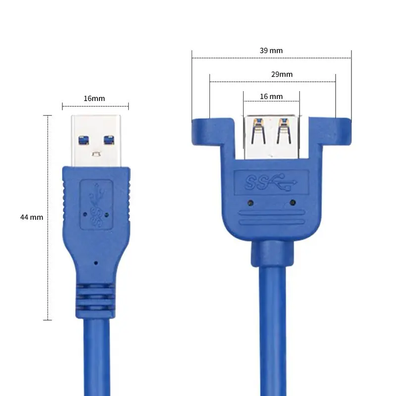 0.3m 0.5m 1m 1.5m USB 3.0 Extension Cable with Screw Holes for Panel Mounting, High-speed USB 3.0 Male-to-Female Baffle Cable