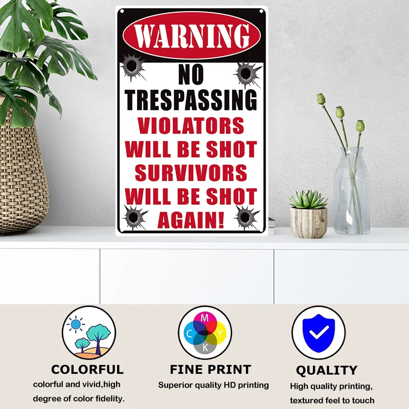 Warning Metal Sign Vintage Plaque Metal Caution Area 51 No Trespassing Retro Garden and Yard Caution Tin Sign Garage Park Decor