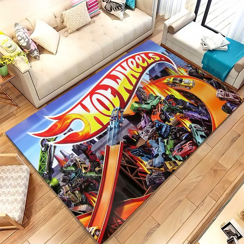H-Hot Wheels Track Cityscape Racing Cartoon Soft Non-Slip Large Area Rug for Living Room,Bedroom Carpet Mat for Sofa,Home Decor