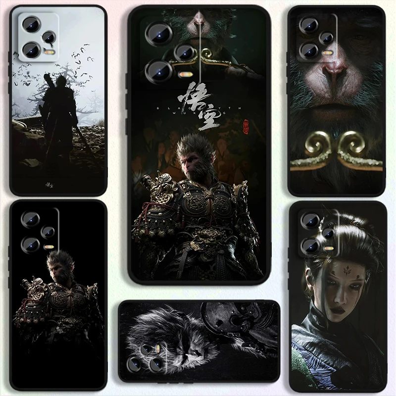 Hitam Myth Wukong Seni permainan, untuk Xiaomi Redmi Note 13 12R 12 12S Turbo 11 11T 11S 10 10S Pro Plus 5G hitam casing ponsel belakang
