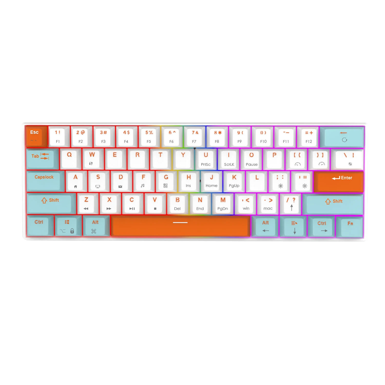 YX61 Wired 60% Mechanical Keyboard Salmon Theme ANSI Layout Gaming Keyboard for Business Office