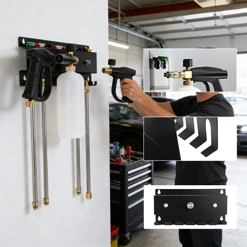 Space Saving Plan Wall Mount Rack for Pressure Washer Addons Organizes Rifles Nozzles and Expansions Stopping Loss and best sale