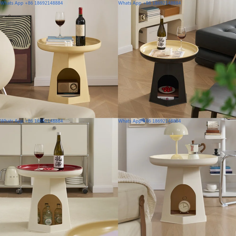 

Cream Style Side Table Modern Minimalist Round Coffee Table for Living Room Bedroom Use