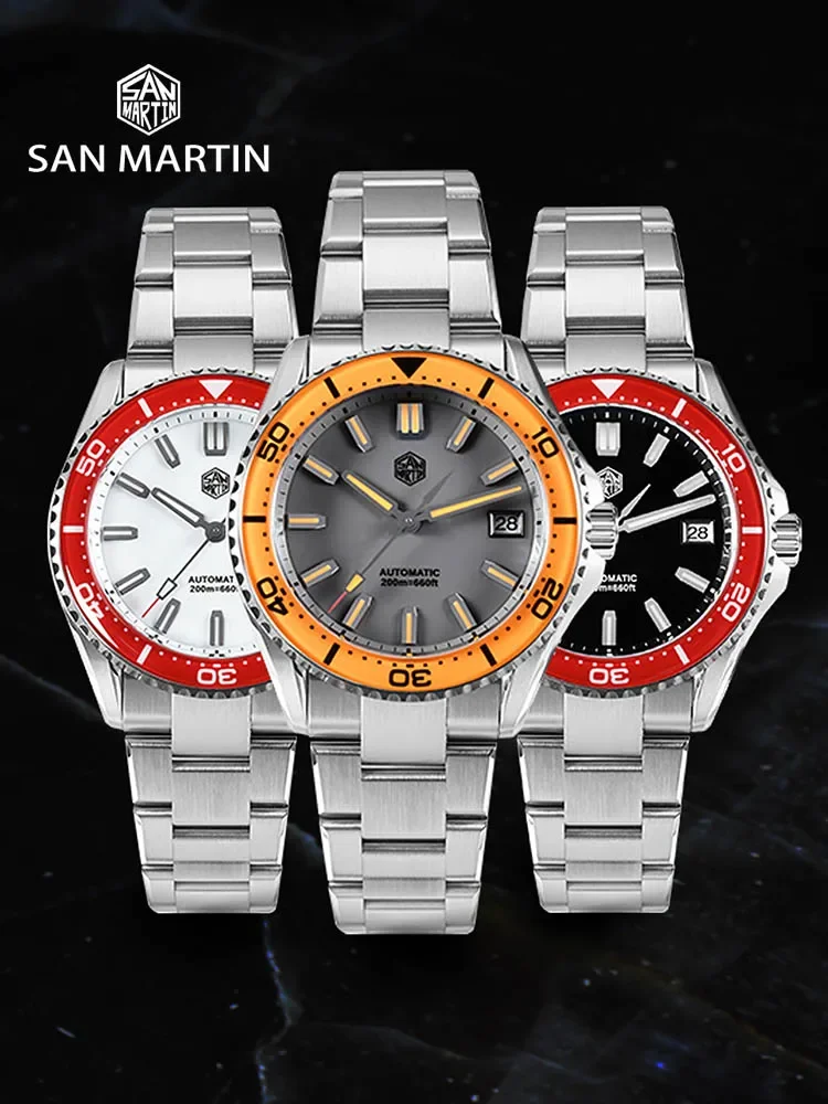 2025 New San Martin 39mm Dive Watch Enamel Dial Full Luminous NH35 Automatic Mechanical Men Watch Waterproof 200m SN0129