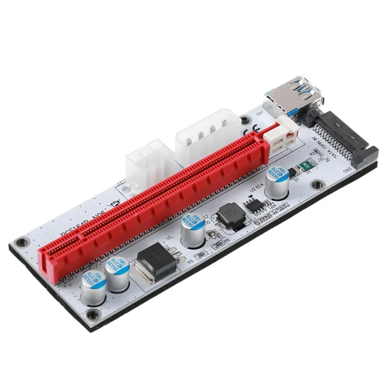 Graphics Card Riser 008S White PCB Red Slot PCIe X1 to X16 Extender Kit with USB 3.0 Cable for GPU Mining Rigs