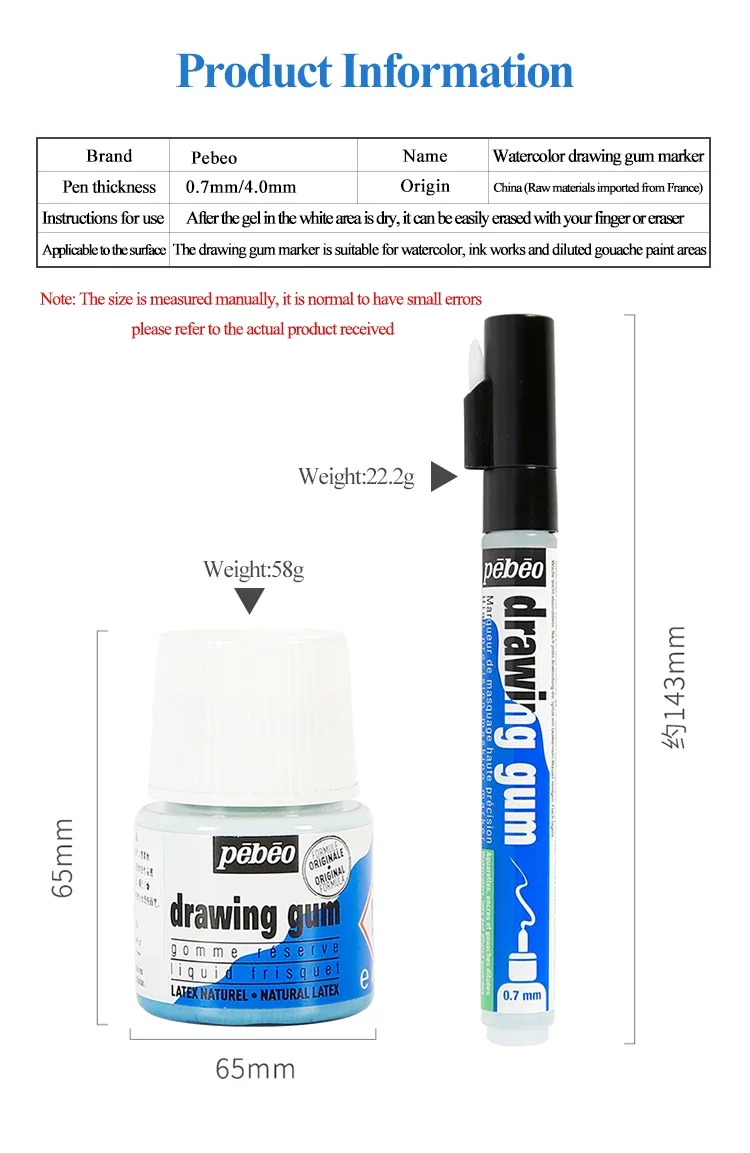 Pebeo Aquarell-Markierungsstift, blanko, zum Zeichnen, Zahnfleisch, 0,7 mm, 4 mm, Aquarell-Flüssigkeit, Kunst-Abdeckungsstift, Frankreich, Verlassen, Weiß, Kunstbedarf, DIY – Detail 3
