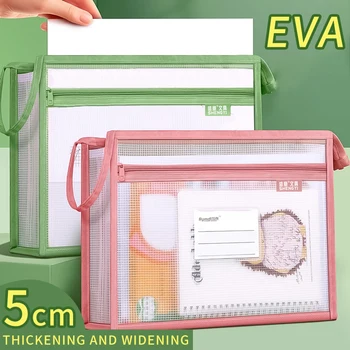 Sacos impermeáveis do malote do zíper para a organização, multiuso, plástico, transparente, material escolar, A4