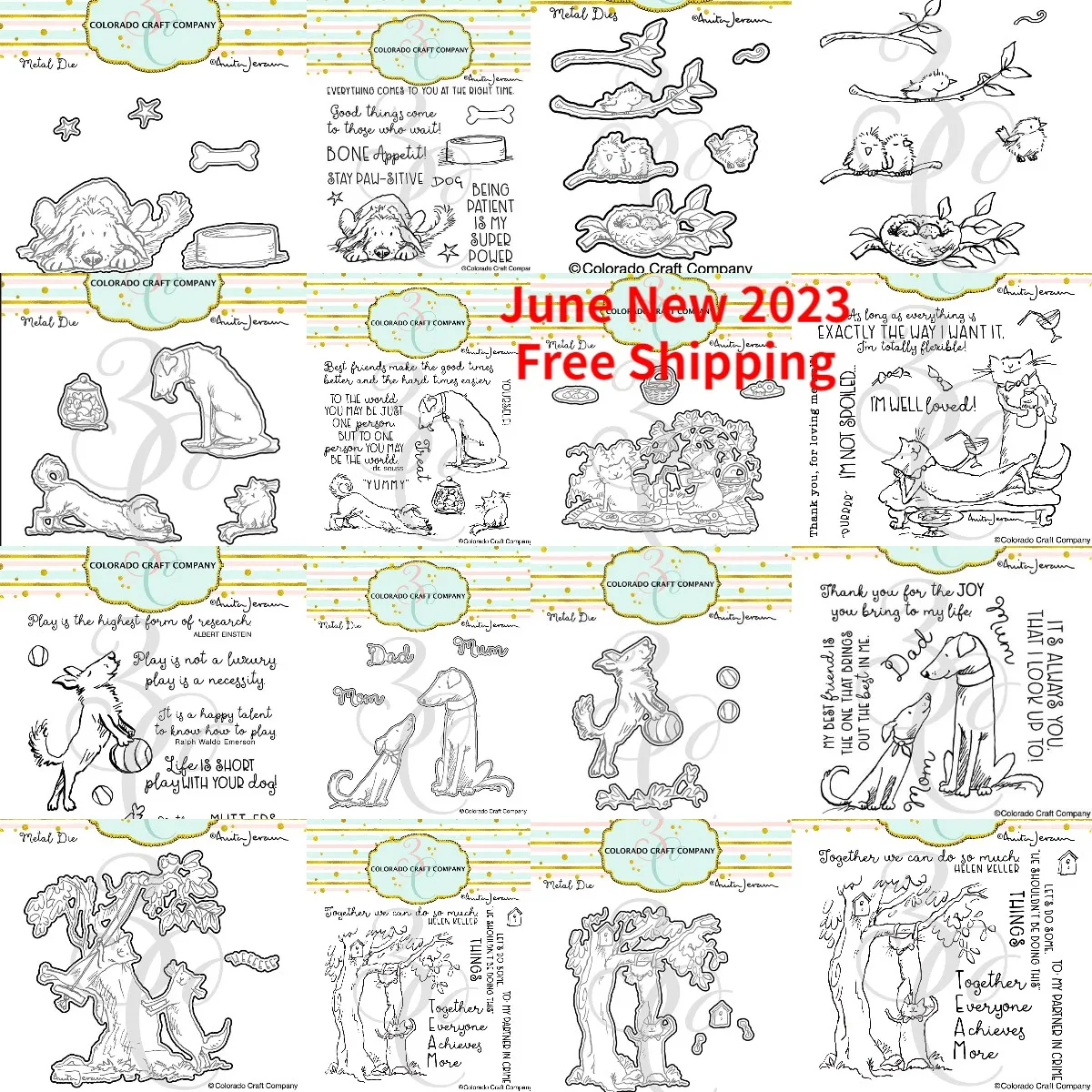 Furry Friends Complete Bundle Multiple Clouds 2023 New Metal Cutting Dies Stamps Diy Scrapbooking Photo Album Decorative