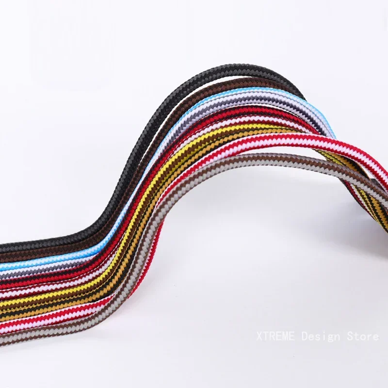 1Pair Round Shoelaces Boots Shoe Laces Striped Double Color Apply to High Gang Casual Shoes Cotton Shoelace