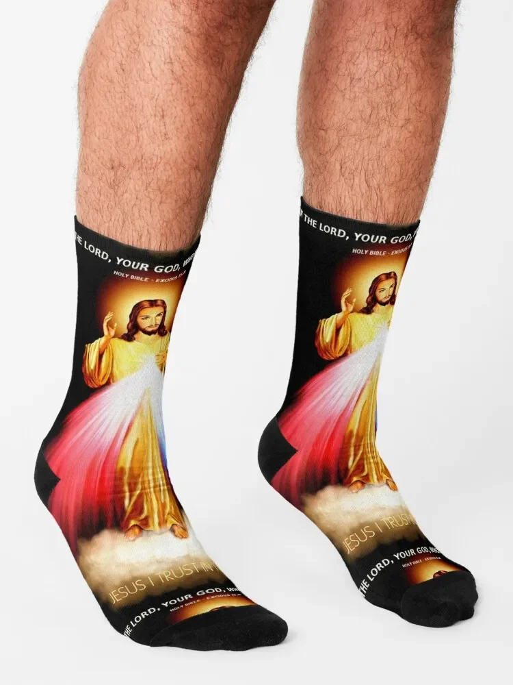 Divine Mercy Lord Jesus I trust in you Socks Sports Climbing hiking Luxury Woman Socks Men's