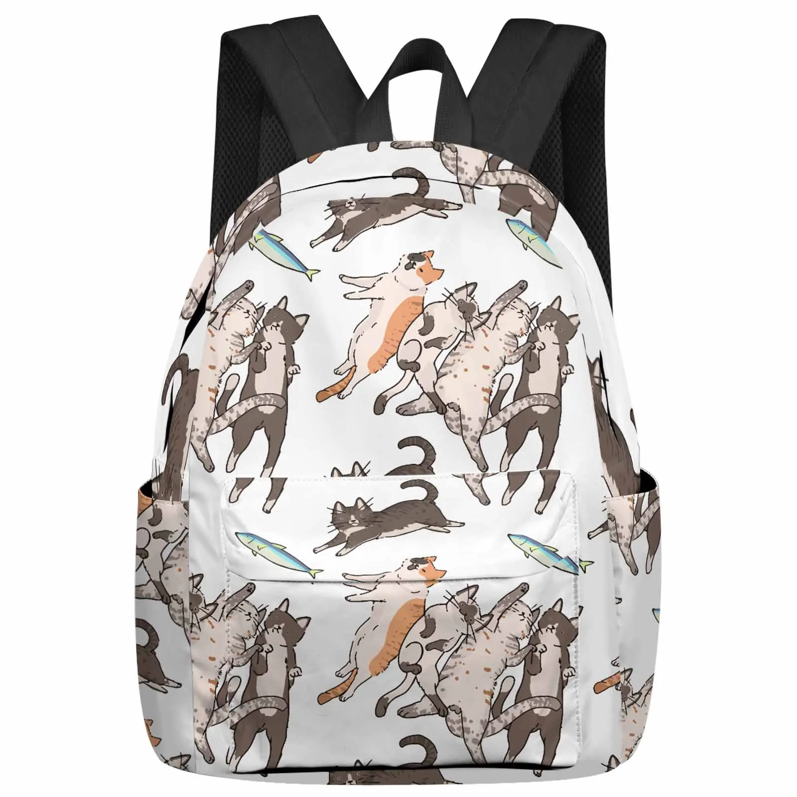 Cat Animal Fish Backpack School Bags for Teenagers Students Laptop Bag Women's Casual Travel Backpack