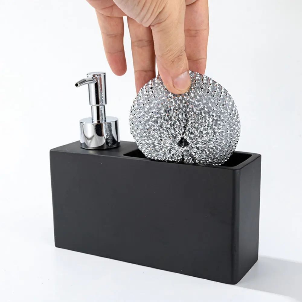 Soap Dispenser And Sponge Holder Organizer Press Pump Bottle For Kitchen Countertop Dishwashing Liquid Storage Accessory