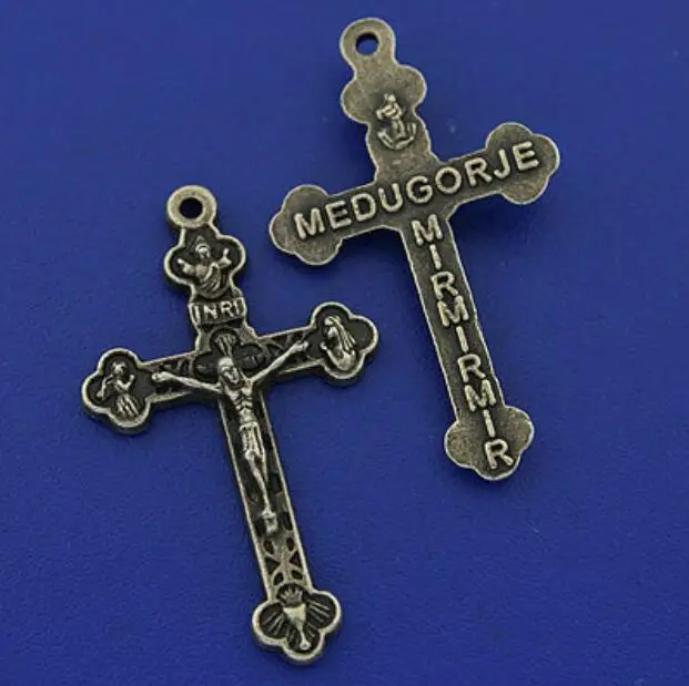 15pcs 38.5x23.1mm dark bronze tone cross crucifix charms pendants HWH3293