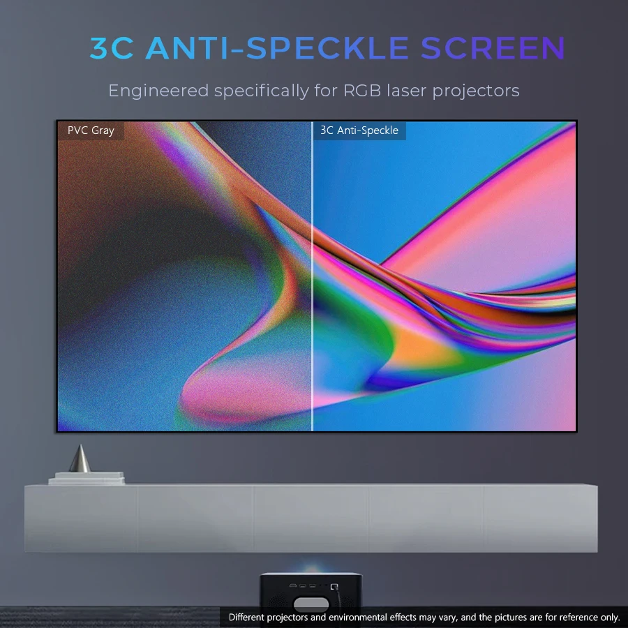 2026 New 3C Anti-Speckle Projection Screen 100 120 130 150 160 180 200 Inch 16:9 Wide Frame 7mm Fixed Frame Projector Screen