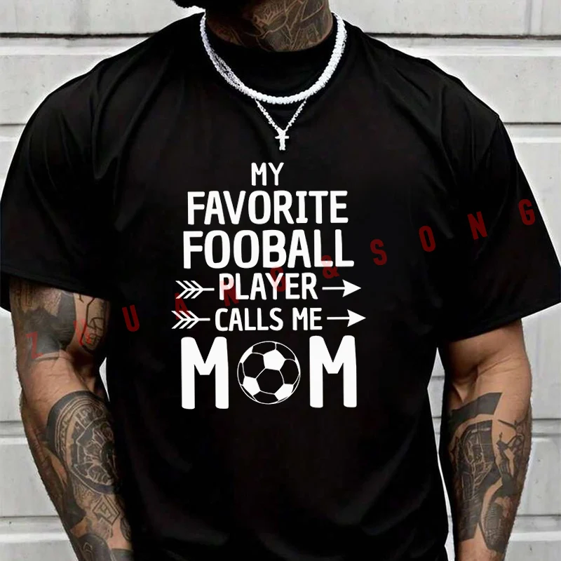 

Футболка с надписью «Гордая мама футболиста», мужская брендовая футболка, мужские летние футболки, повседневные футболки высокого качества с круглым вырезом
