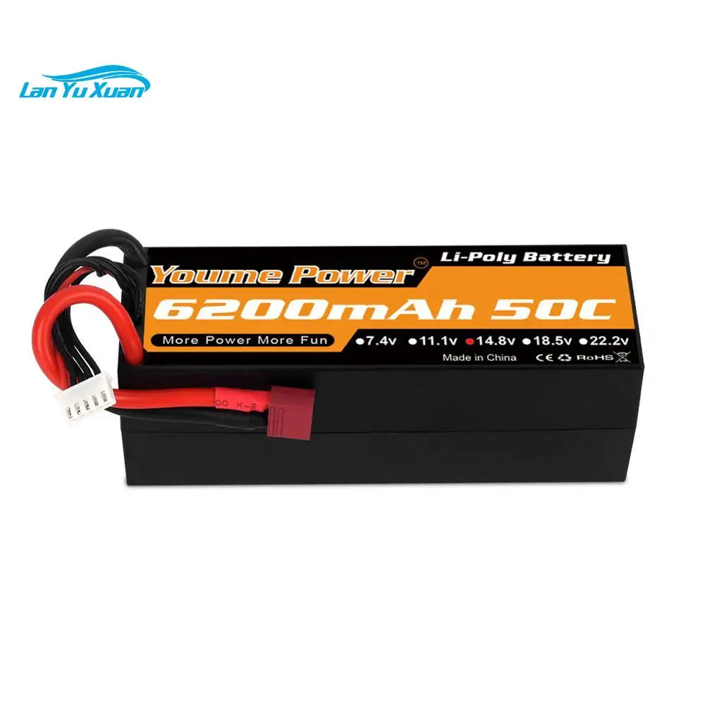 4S Lipo Battery 14.8V 6200mah Hard Case 50C T EC3 XT60 XT90 Deans for Buggy Monster Crawler 1/8 Car Truck RC Parts