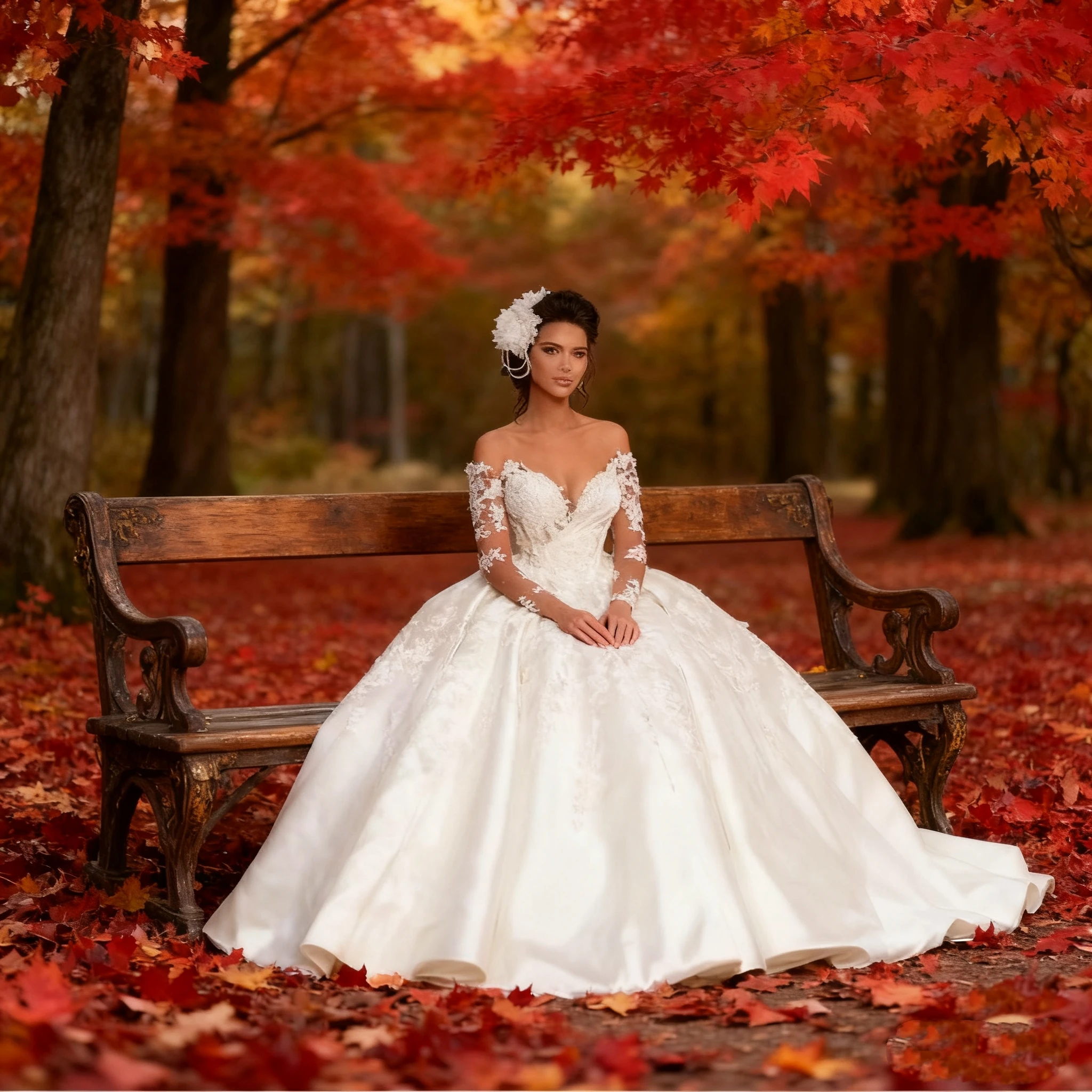 Long Sleeves Wedding Dress Embroidery Lace Princess Ball Gown O-Neck Customized Bride Dress Vestido De Novia