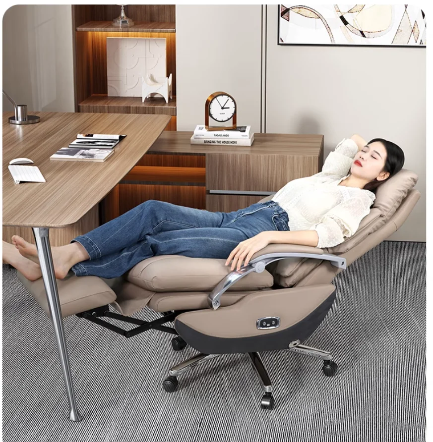 Boss chair Home top layer cowhide office computer chair Massage swivel chair ergonomics