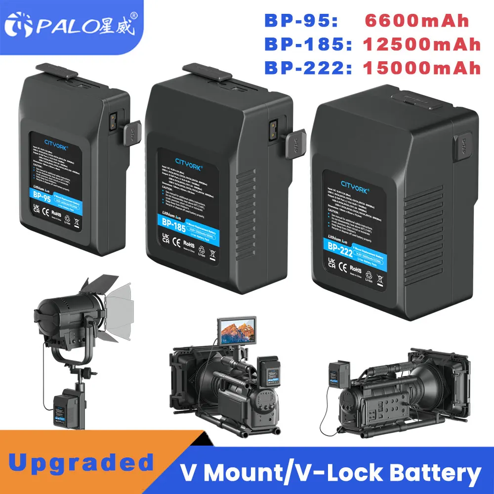 

V Mount Battery BP-95 BP-185 BP-222 for Sony HDCAM,XDCAM,Digital Cinema Cameras,LED Light,DSLR BMPCC 4K,Monitor,Other Camcorders