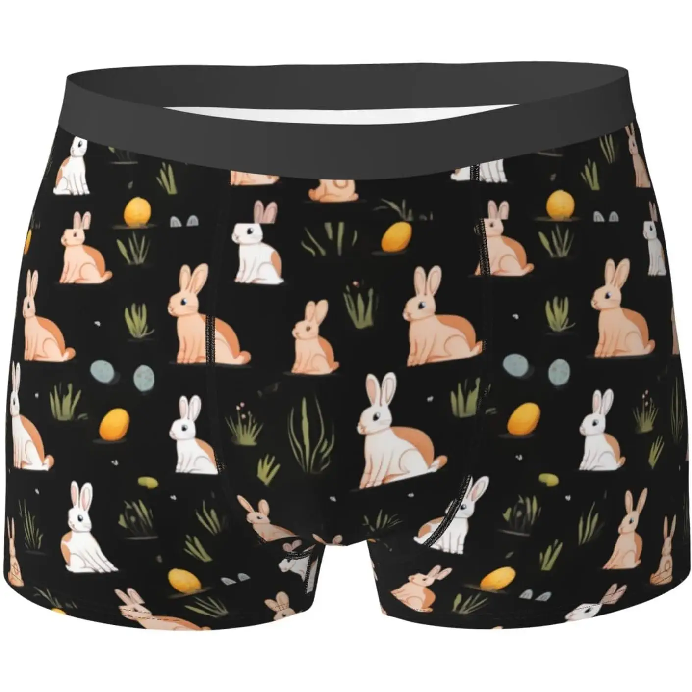 

Мужские трусы-боксеры с принтом кролика и травы, дышащие и быстросохнущие трусы, несколько (S-XXL), влагоотводящая ткань