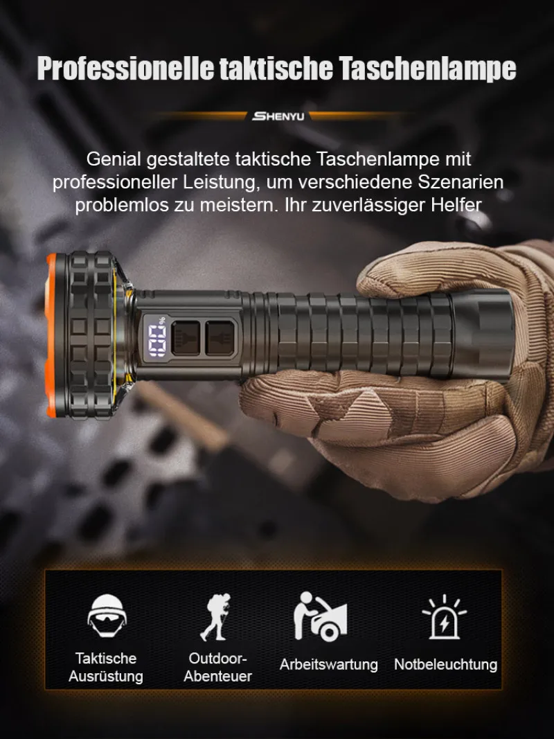 Strong Light High Power Flashlight Emergency Lotus Lantern Long-Range Emergency Flashlight Diving Flashlight Life Rescue