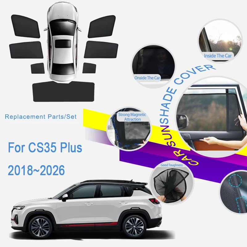 

Car Coverage Sunshade Pads For Changan CS35 Plus 2018~2026 Anti-UV Visor Net Sun Shade Sunshield Cover Auto Interior Accessories