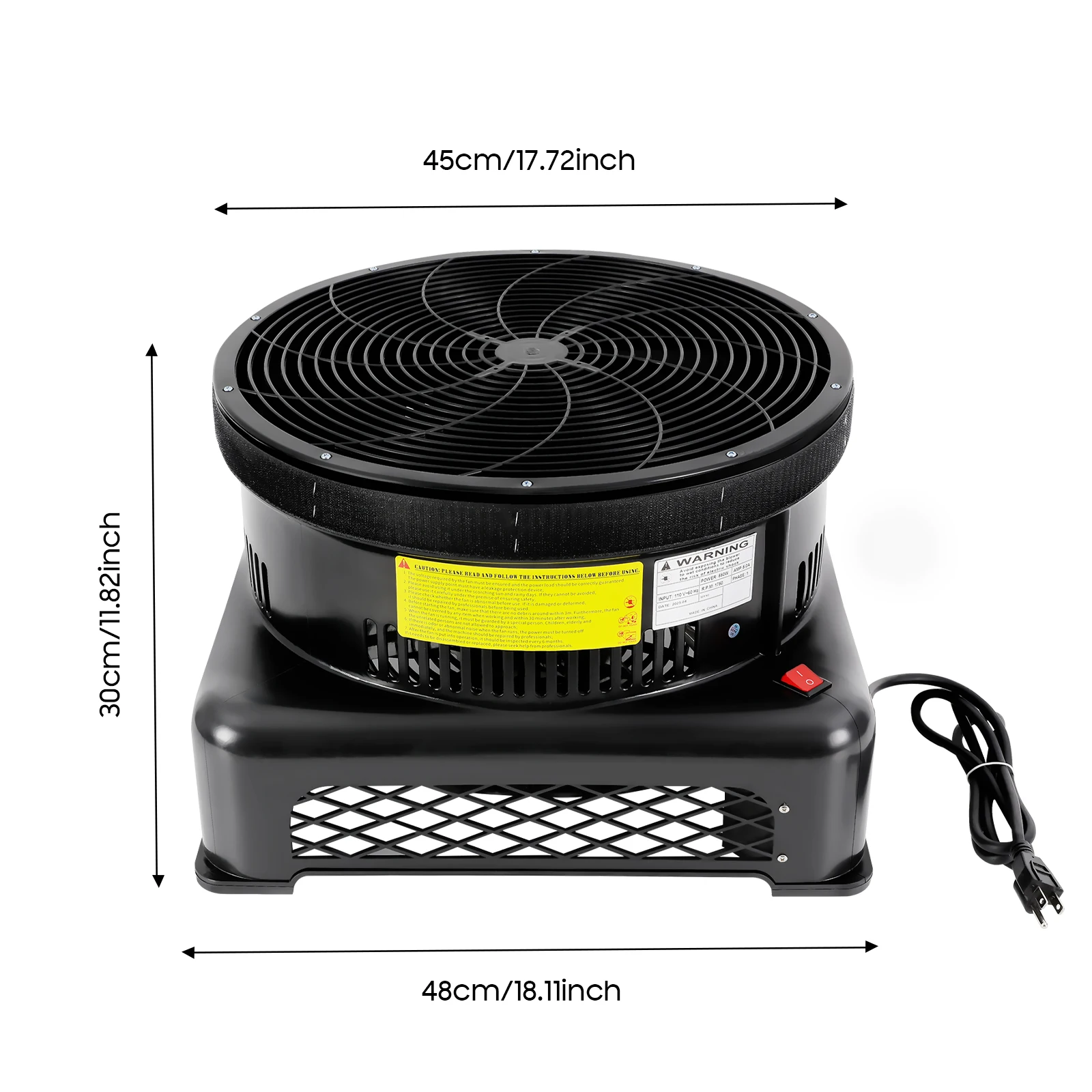 Air Blower FanAir Blower Fan 550W 110V for Inflatable Air Wavers - 9.8-18ft Single Leg, 1700RPM, 360Pa Wind Pressure, PP Material, US Plug Corded Electric, 18in Diameter