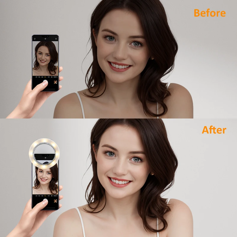 Регулируемая ручка для селфи, 2 цветовой температуры, светодиод с бесступенчатым затемнением, 800 мАч, портативный перезаряжаемый заполняющий светильник для фотографии