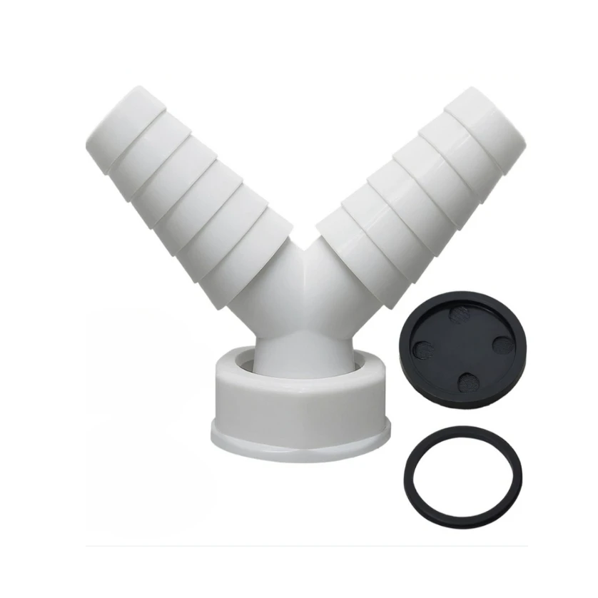 Drain Hose Connector Adapter White Y Shape Adapter Secure Connections Space-Saving Solution Compact Laundry Spaces