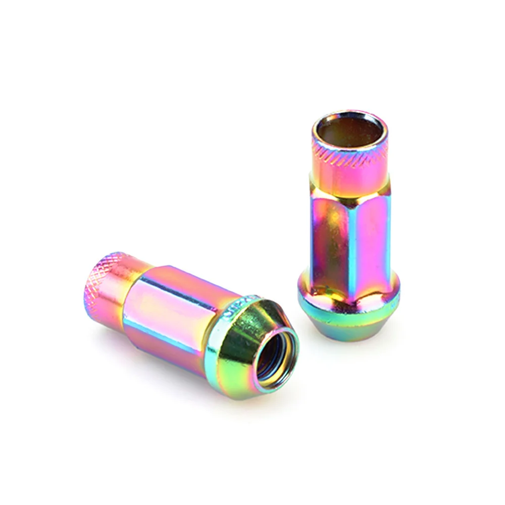 Rennwagen-Modifikation Offene Radmuttern 50MM 17mm Sechskant für Chevrolet Subaru Hyundai 20 Stück Radmuttern M12x1.5 Stahl Bunt – Detail 10