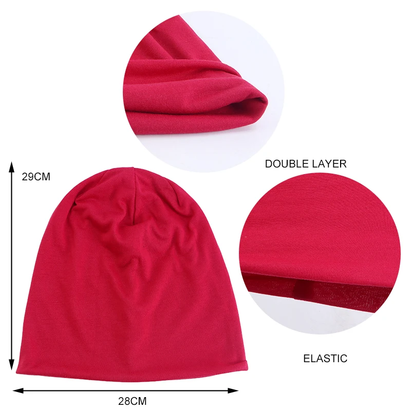 New Beanie Hat for Women Man Autumn Winter Elastic Casual Solid Color Slouchy Chemo Cap